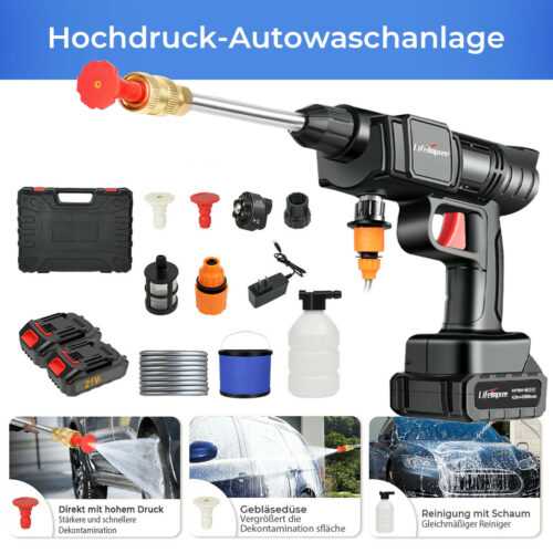 6-in-1 Akku Hochdruckreiniger 200 bar Akkus Mobiler Druckreiniger Spritzpistole