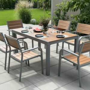 Gartengarnitur 7-tlg. AUSZIEHBARER GARTENTISCH Gartenmöbel  Tisch Stuhl 150/200