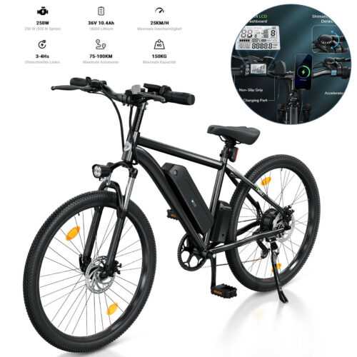 E Bike Mountainbike 26 ZOLL 500W Elektrofahrrad 36V 10.4Ah 7 Gänge E-City Bike