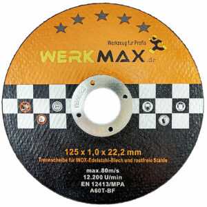Werkmax Trennscheiben Metall 125mm x 1mm |  Metall Stahl Inox Blech Flexscheiben