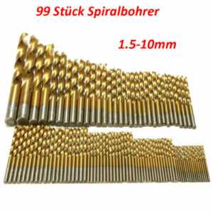 99 × Titan HSS Spiralbohrer Satz Werkzeug Set 1.5 - 10mm Metallbohrer Stahlbohre