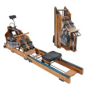 Wasser Rudergerät Holz Klappbar, Gummibaummaterial für Heimfitness mit Display
