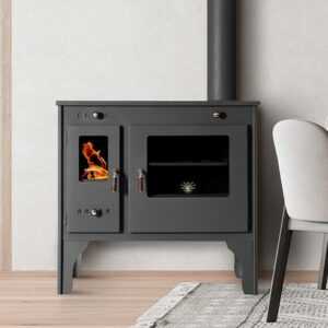 Holzofen PROMETEY Retro Eco 7 kW Gusseisenplatte Kochherd Kaminofen